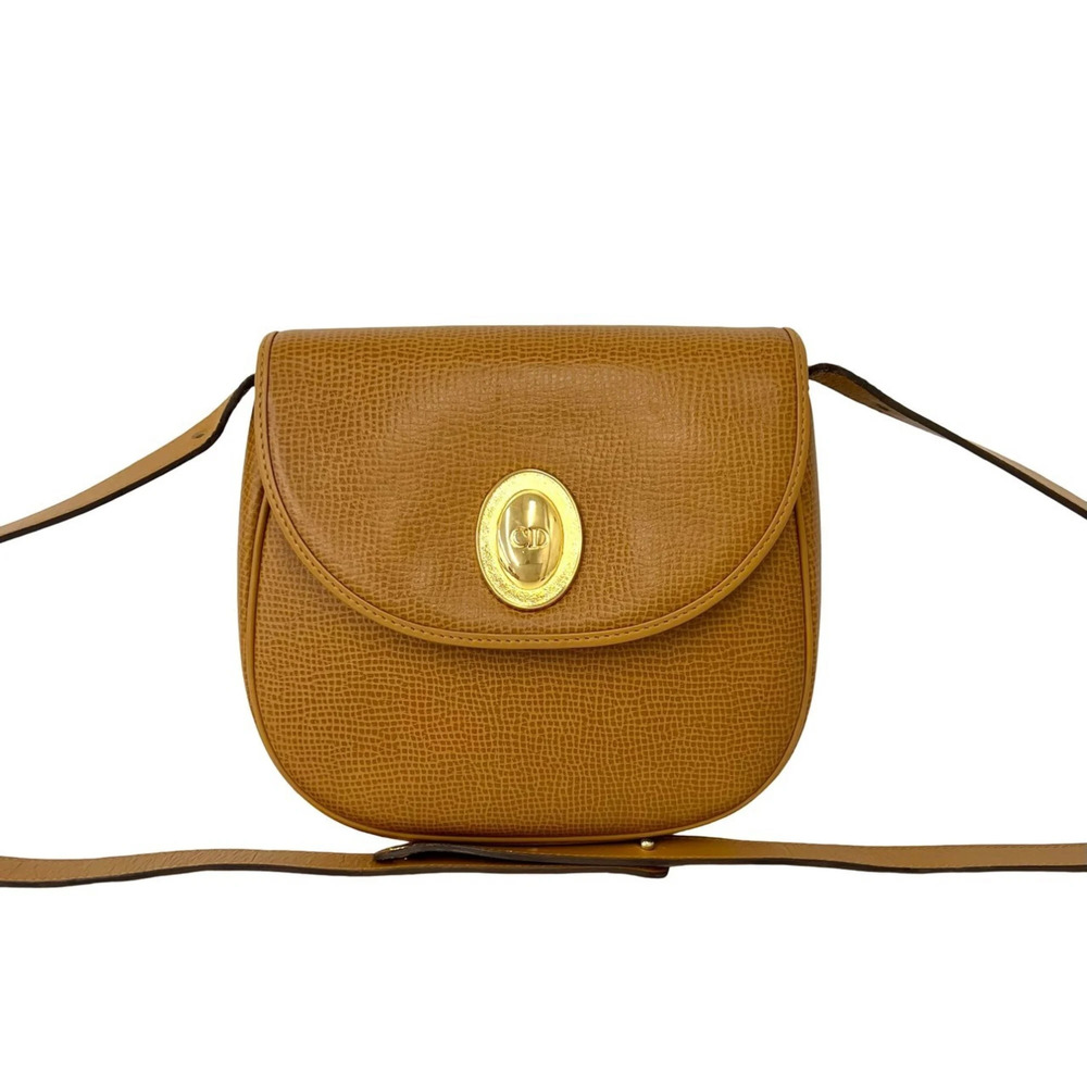 Christian Dior Vintage CD Logo Leather 2-Way Semi-Shoulder Bag/Pochette Brown...